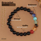 7 Chakra Bracelet with Black Stones