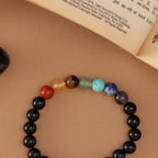 7 Chakra Bracelet with Black Stones