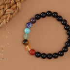 7 Chakra Bracelet with Black Stones
