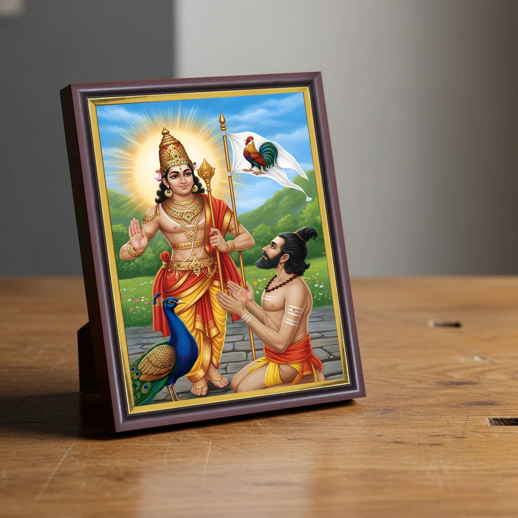 Lord Muruga and Arunagirinathar | Spiritual Guru | Powerful Photo Frame | A3 | A4 | 6x8 inch