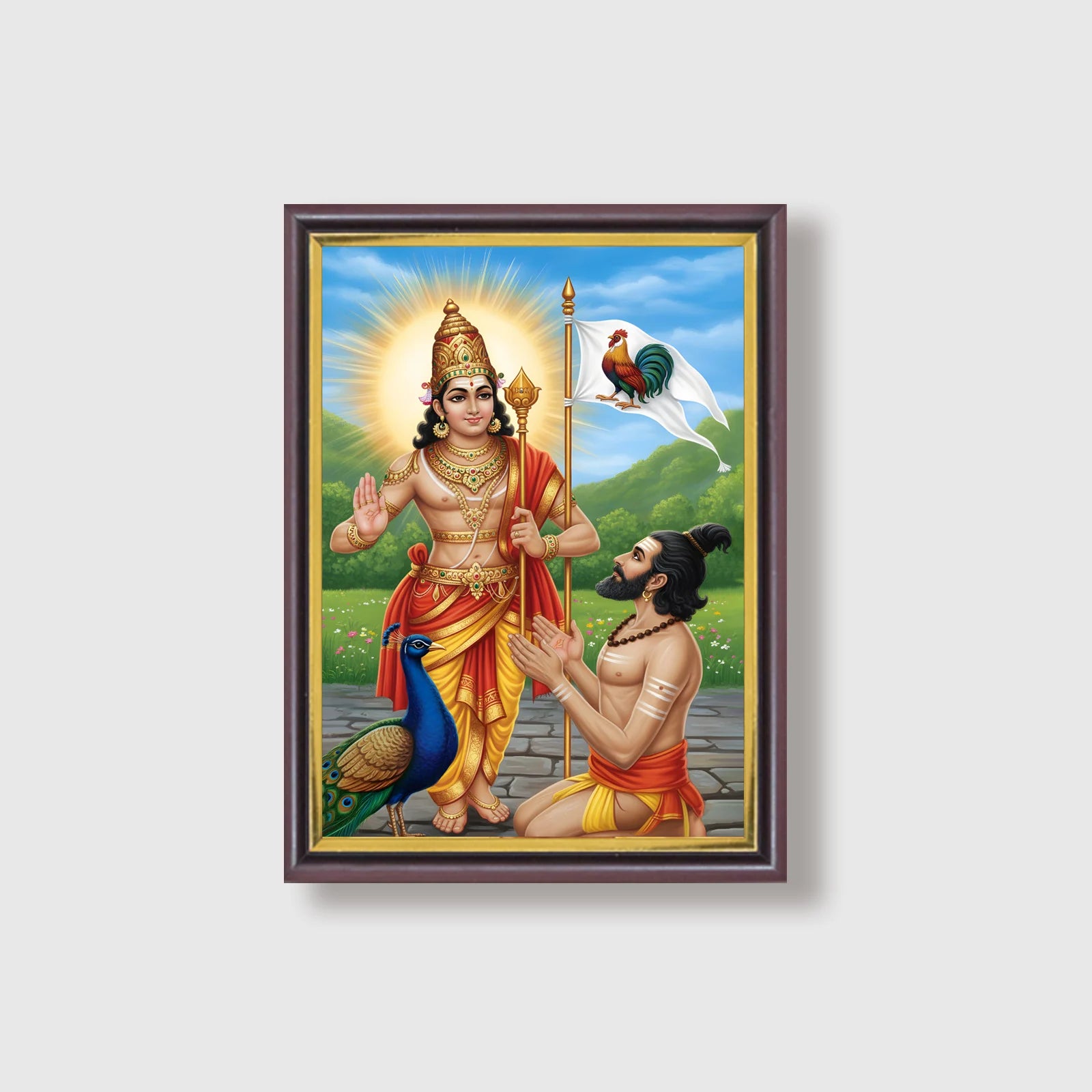 Lord Muruga and Arunagirinathar | Spiritual Guru | Powerful Photo Frame | A3 | A4 | 6x8 inch