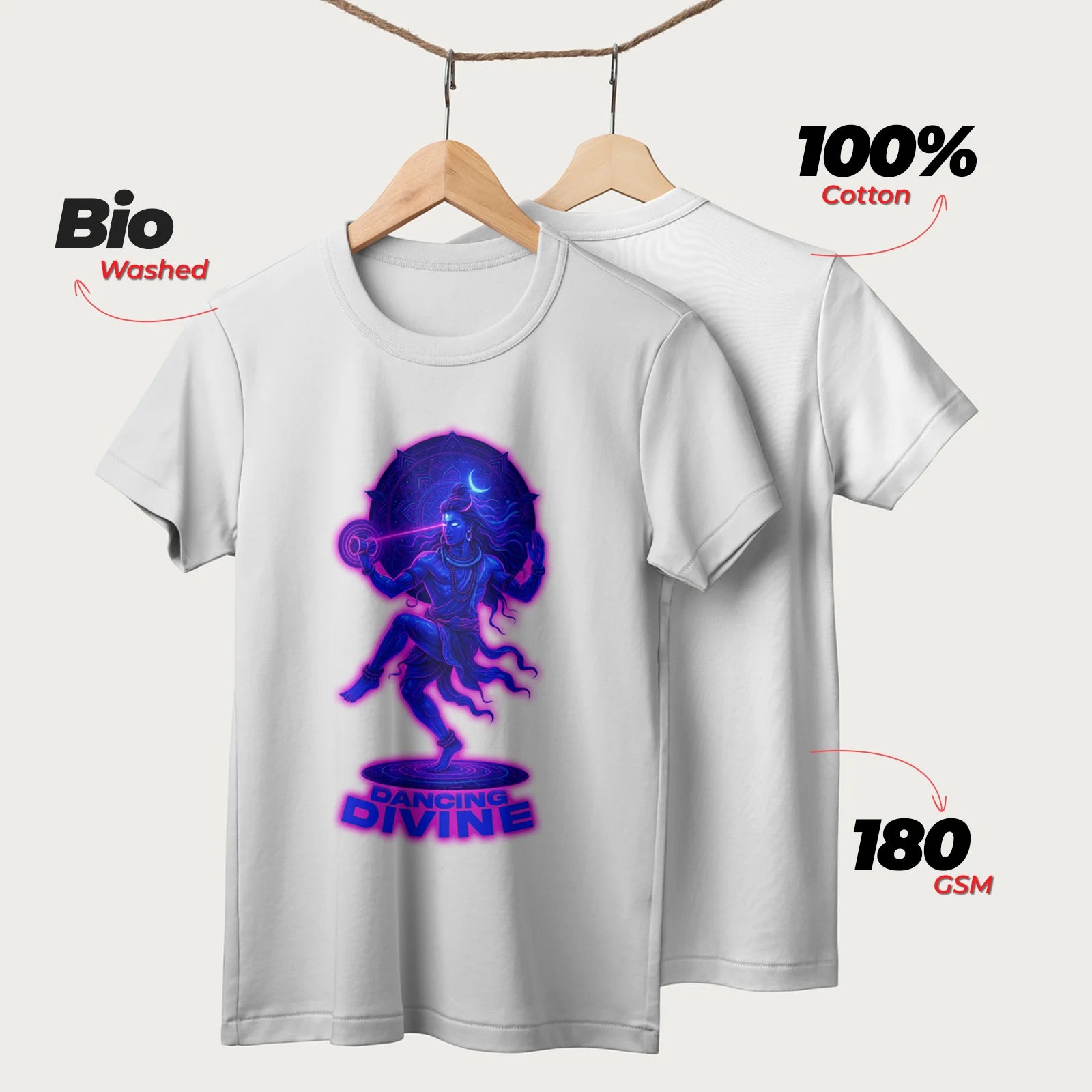 Dancing Divine | English | Unisex T-Shirt | 100% Cotton | Regular Fit | Spiritual Graphic Tee