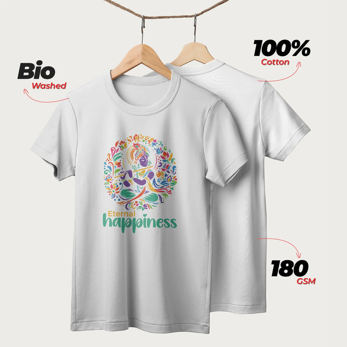 Eternal Happiness |  English | Unisex T-Shirt | 100% Cotton | Regular Fit | Spiritual Graphic Tee