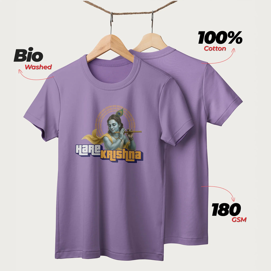 Hare Krishna | English | Unisex T-Shirt | 100% Cotton | Regular Fit | Spiritual Graphic Tee