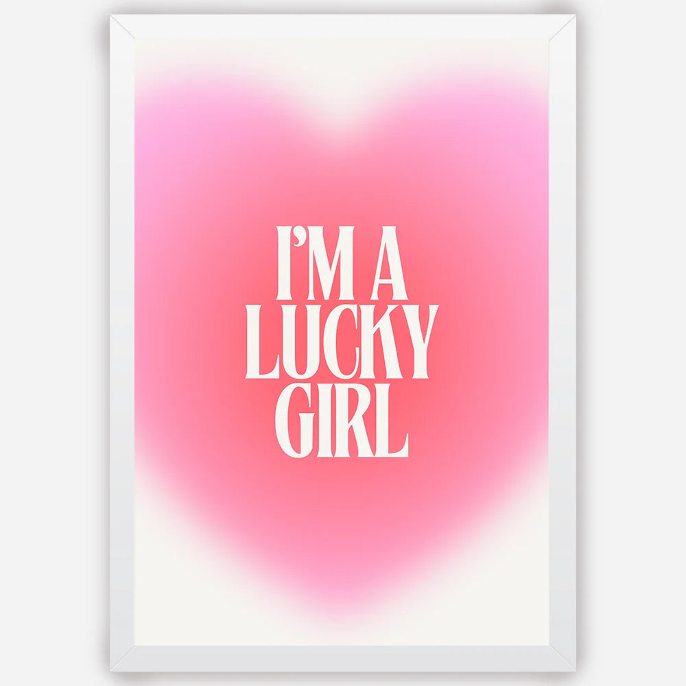 I am a lucky girl with heart - Wall Art A3 Size Photo Frame (297 x 420 mm)