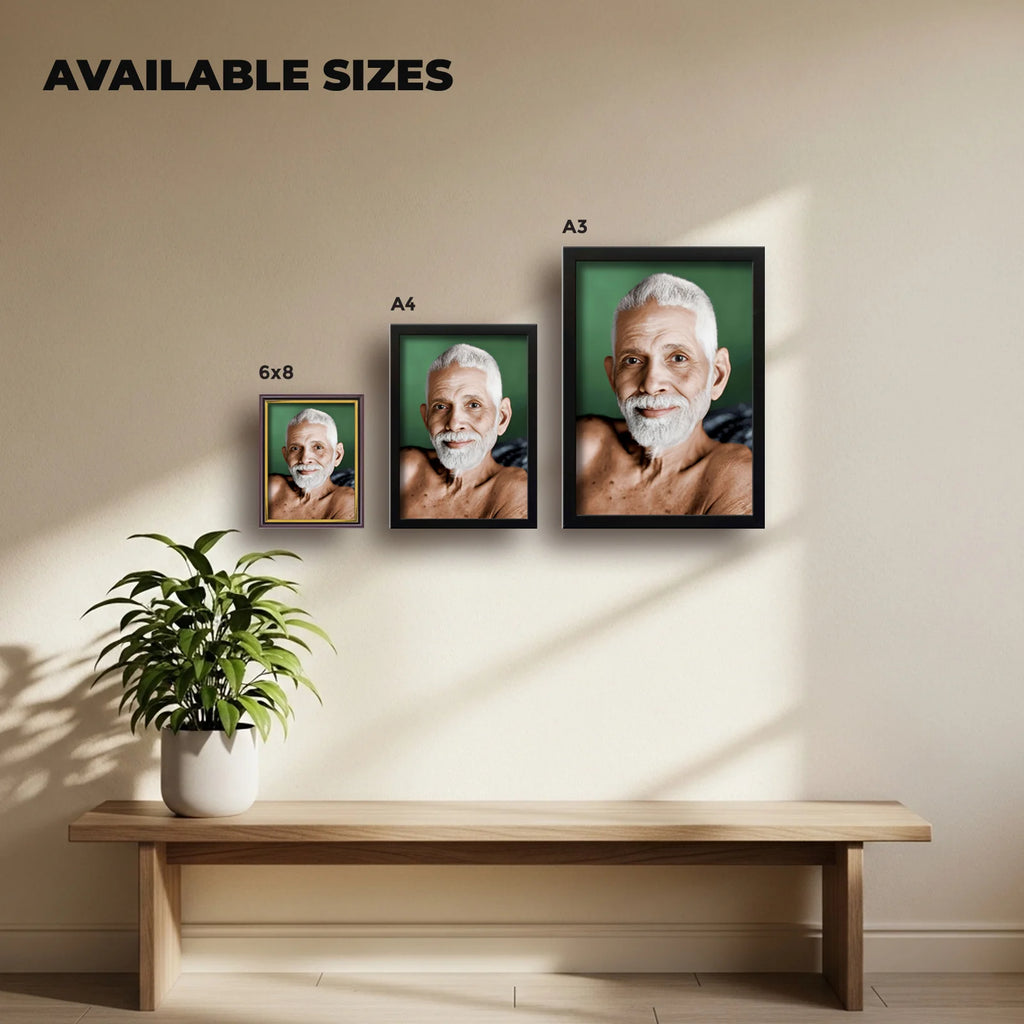 Ramana Maharshi | Spiritual Guru | Powerful Photo Frame | A3 | A4 | 6x8 inch