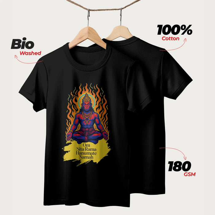Om Sita Rama Hanumate Namah | English | Unisex T-Shirt | 100% Cotton | Regular Fit | Spiritual Graphic Tee | D1
