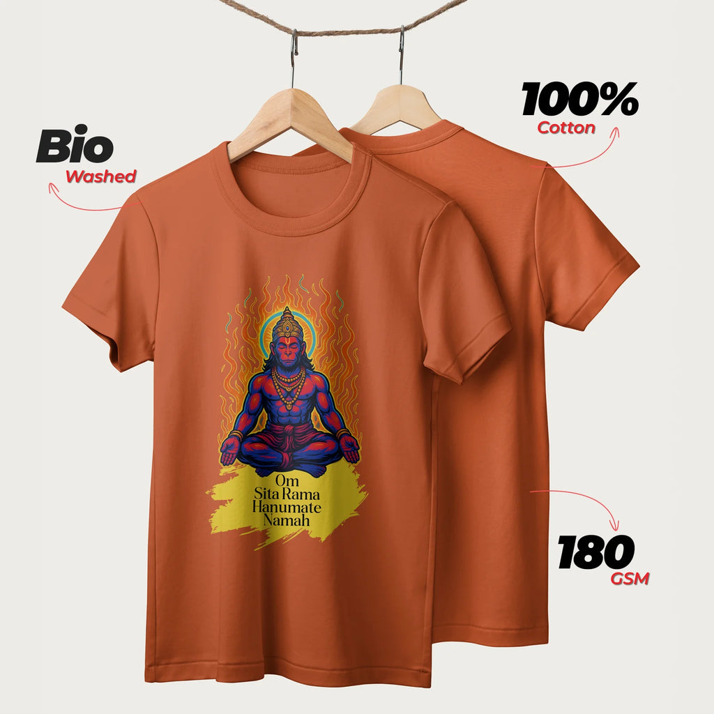 Om Sita Rama Hanumate Namah | English | Unisex T-Shirt | 100% Cotton | Regular Fit | Spiritual Graphic Tee | D1