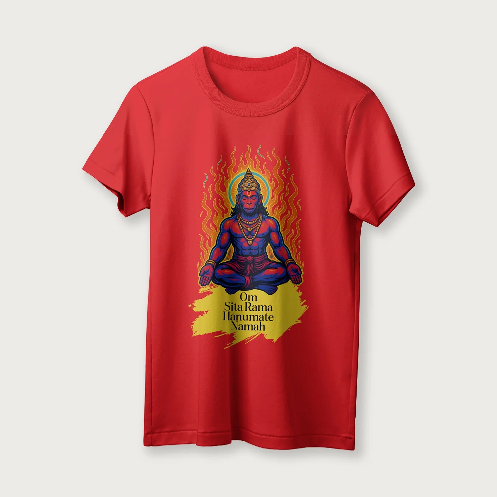 Om Sita Rama Hanumate Namah | English | Unisex T-Shirt | 100% Cotton | Regular Fit | Spiritual Graphic Tee | D1