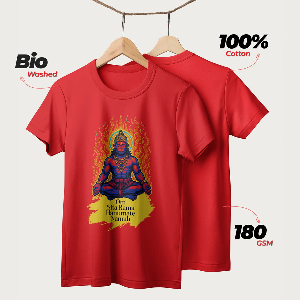 Om Sita Rama Hanumate Namah | English | Unisex T-Shirt | 100% Cotton | Regular Fit | Spiritual Graphic Tee | D1