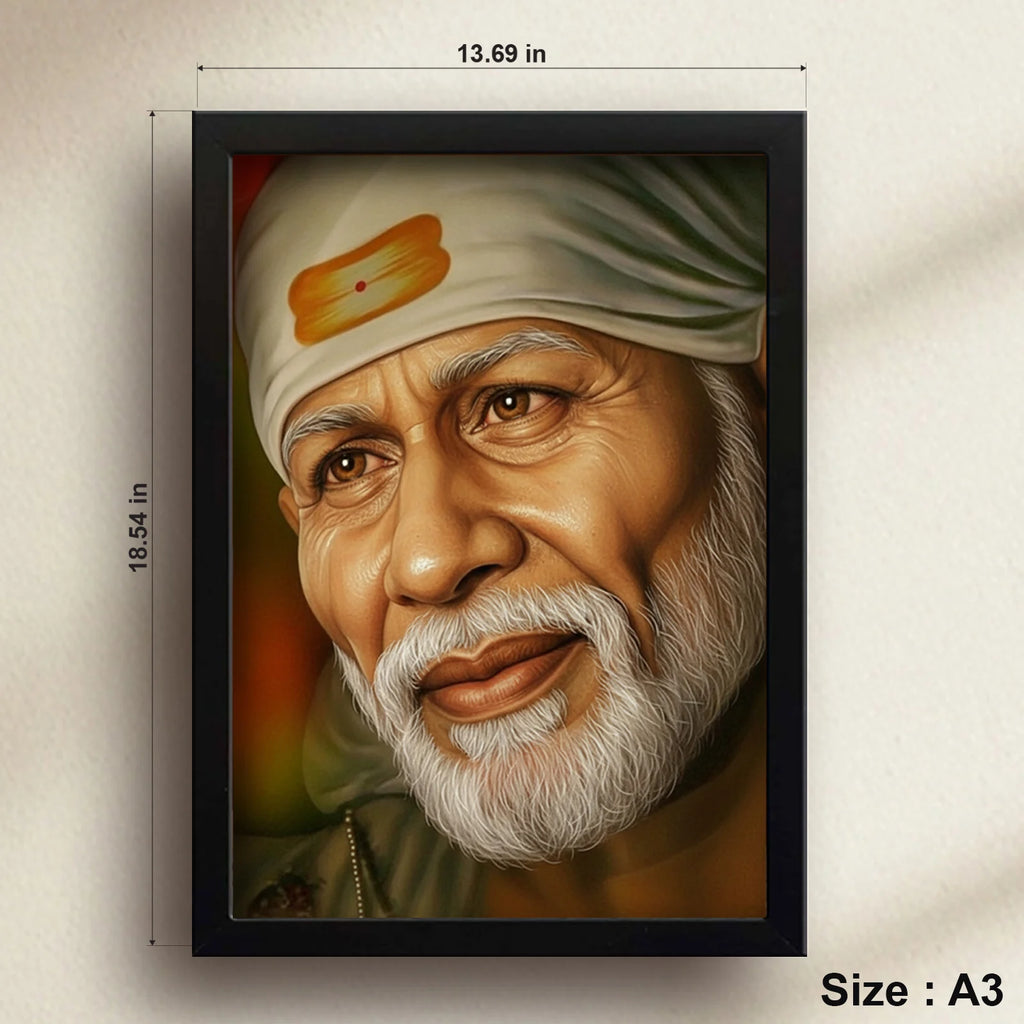 Shirdi Sai Baba | Spiritual Guru | Powerful Photo Frame | A3 | A4 | 6x8 inch D2