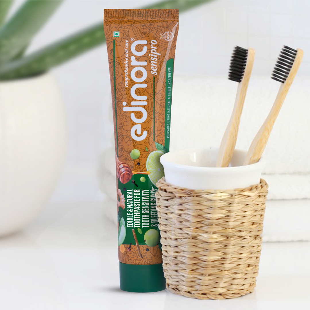 Edinora Sensipro ayurvedic toothpaste | For sensitivity, bad breath & bleeding gums | Oral microbiome friendly | No SLS, Parabens