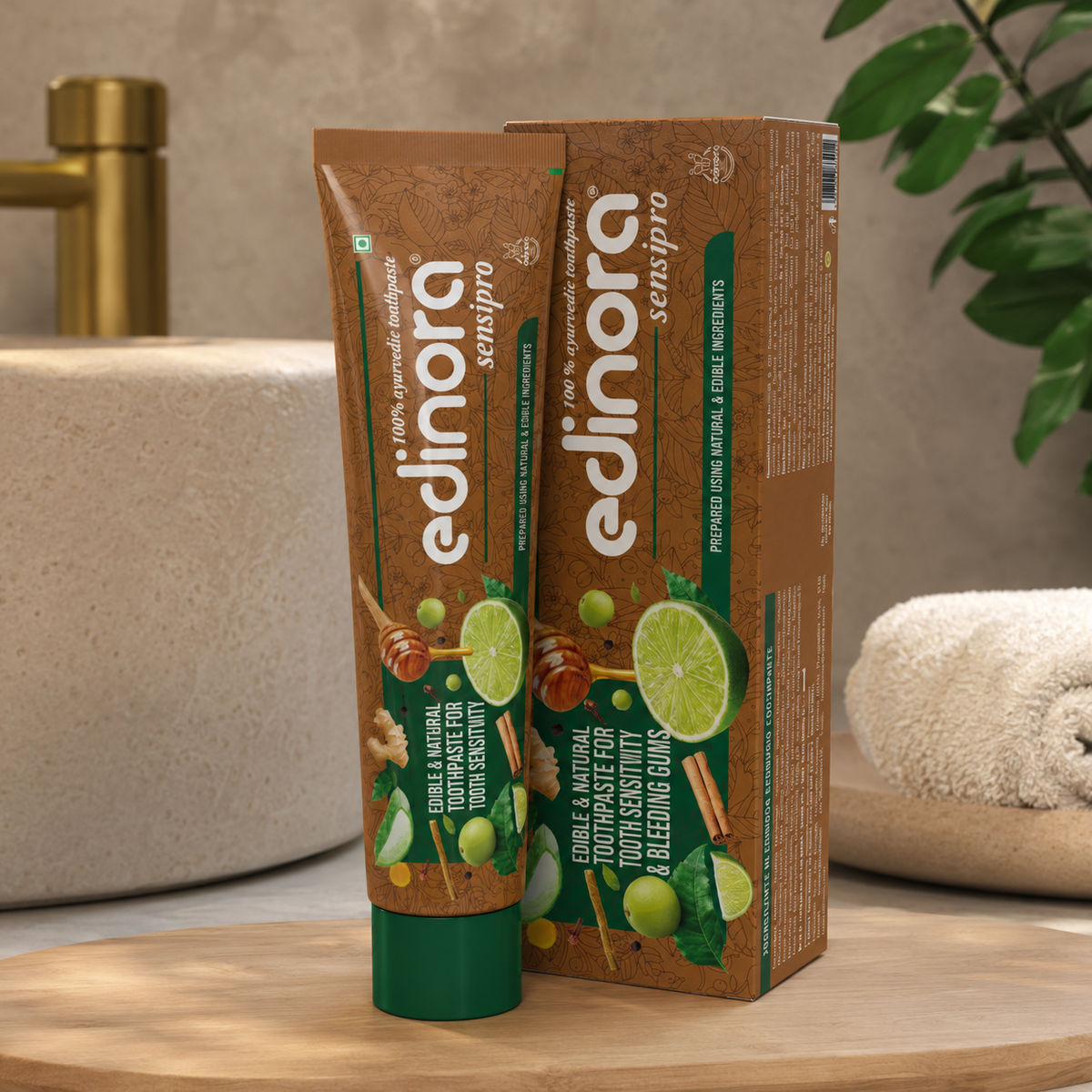 Edinora Sensipro ayurvedic toothpaste | For sensitivity, bad breath & bleeding gums | Oral microbiome friendly | No SLS, Parabens