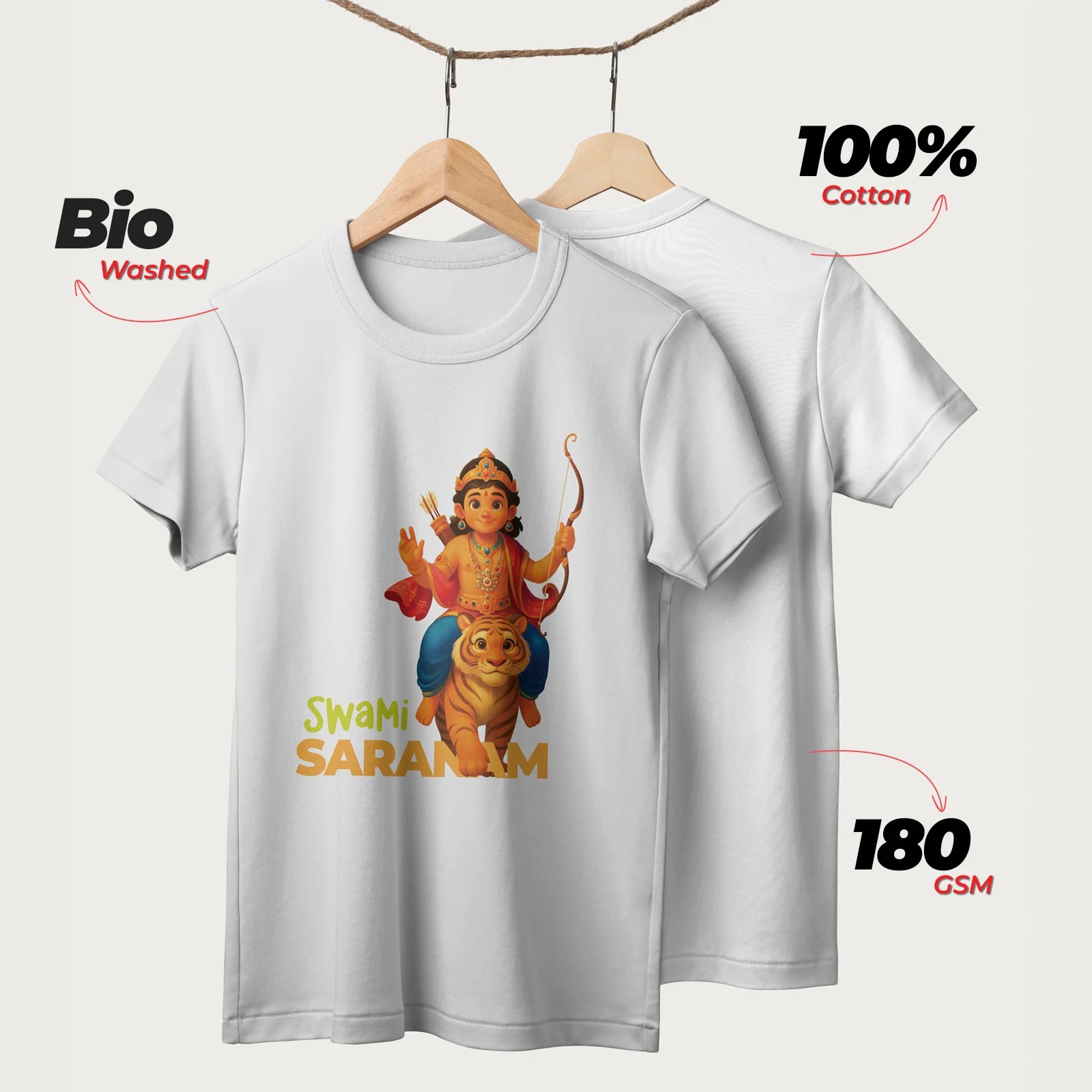 Swami Saranam | English | Unisex T-Shirt | 100% Cotton | Regular Fit | Spiritual Graphic Tee | D1