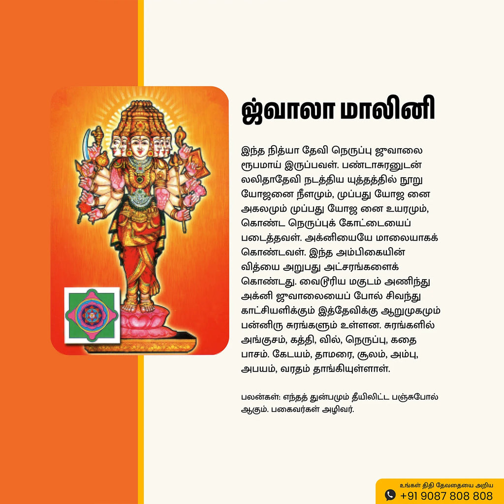 Sri Jwalamalini | Thithi Devathai | Energized Powerful Photo Frame | 6x8 inch