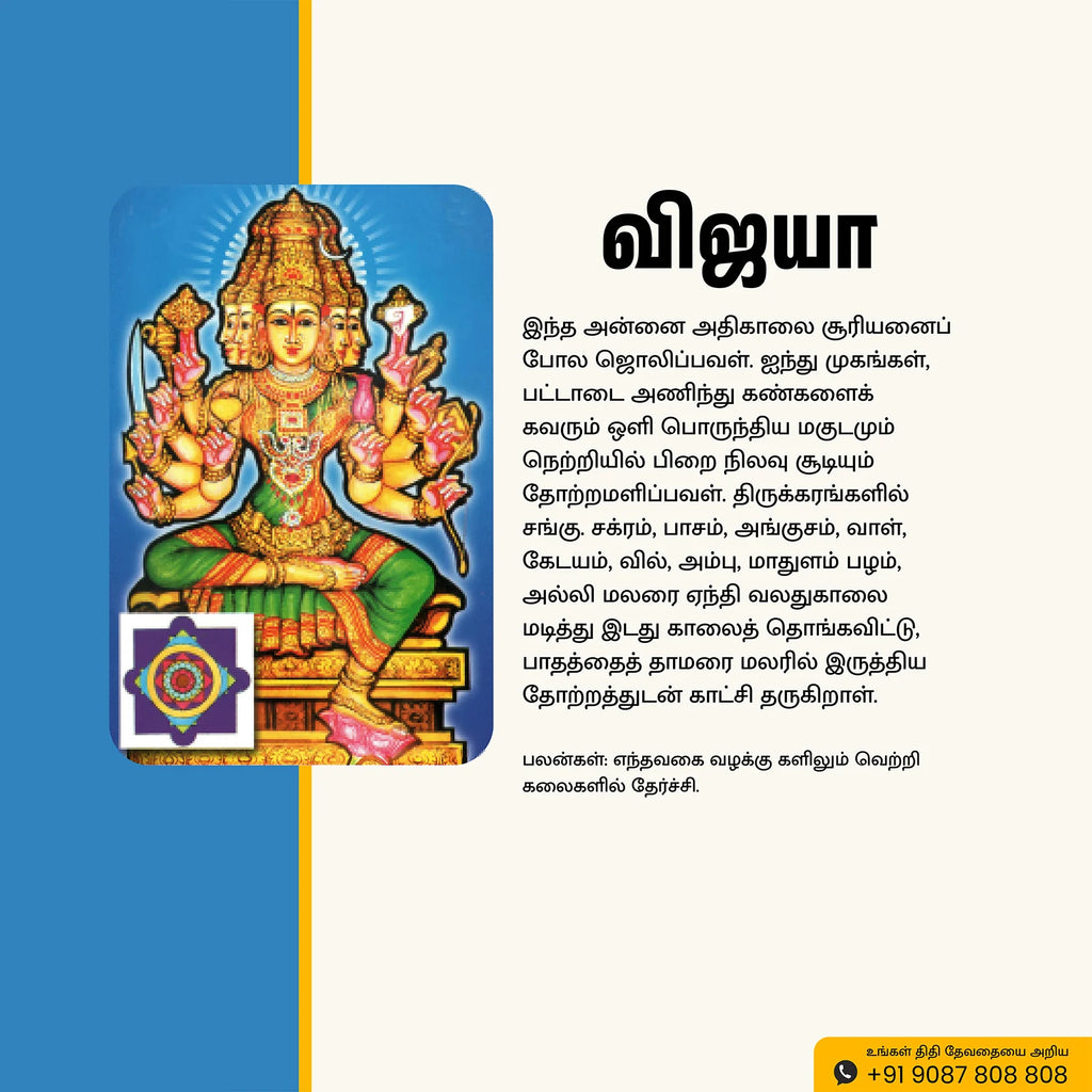 Sri Vijaya | Thithi Devathai | Energized Powerful Photo Frame | 6x8 inch